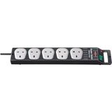 Super-Solid-Line FB Extension Lead with Safety Fuse Reset Button 5-way 2,5m H05VV-F 3G1,5 black/light grey with 13A fuse *GB*