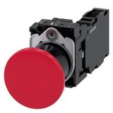 Mushroom pushbutton, 22 mm, round, plastic, red, 40mm, latching, pull-to-unlatch  3SU1100-1BA20-1FA0-Z Y12