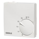 Polar white room controller extra flat, 5-30C, AC 230V, 1 changeover contact, 5/5 A, heating/cooling switch, RAL 9010