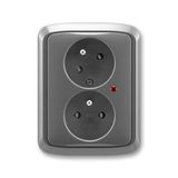 5593A-C02357 S2 Double socket outlet with earthing pins, shuttered, with turned upper cavity, with surge protection