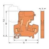 2-conductor fuse terminal block with pivoting fuse holder for 5 x 20 m