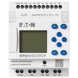 Control relays easyE4 with display (expandable, Ethernet), 24 V DC, Inputs Digital: 8, of which can be used as analog: 4, push-in terminal