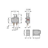 Stackable 2-conductor PCB terminal block push-button 0.75 mm² dark gra