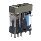 Relay, plug-in, 8-pin, DPDT, 5 A, mech & LED indicators, label facilit