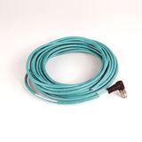 Allen-Bradley 1585D-E4UBJM-10 1585 Ethernet Cables Cat5e, 100BASE-TX, 100 Mbit/s, 4 Conductors, M12, Right Angle Male, Standard, RJ45, Straight Male, Teal PUR, Shielded, High Flex, PUR, Halogen Free, 10 million cycles