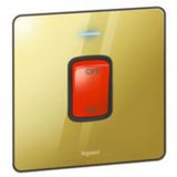 Synergy Sleek 45A Double Pole Control Switch with Red Rocker and LED Power Indicator Gold