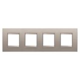 LUX INTERNATIONAL PLATE - IN METAL - 2+2+2+2 MODULES HORIZONTAL - BRUSHED ALUMINIUM - INNER FRAME MATT LIGHT BRONZE - CHORUSMART