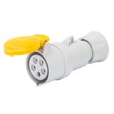 STRAIGHT CONNECTOR HP - IP44/IP54 - 2P+E 16A 100-130V 50/60HZ - YELLOW - 4H - FAST WIRING
