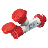 MULTIPLE SOCKET-COUPLERS 2 OUTPUTS IP67 - PLUG 16A - 2 SOCKET-OUTLETS 3P+E 400V 50/60HZ - RED - 6H