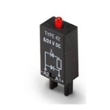 Module with diode and Led, protection against polarity inversion plus