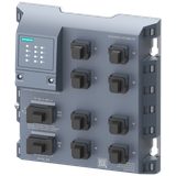 SCALANCE XP208G PP, managed layer 2 IE switch, 8x10/100/1000 Mbps, AIDA push/pull ports, IP65, -40 °C to +70 °C, power supply in/out, LED