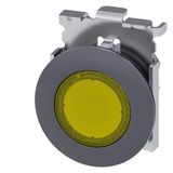 Illuminated pushbutton, 30 mm, round, Metal, matte, yellow, front ring for flush installation, latching, Push-to-release  3SU1061-0JA30-0AA0-Z Y15