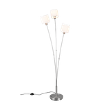 Tommy floor lamp 3-pc E14 brushed steel/white