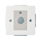 Off-push-button with central plate clear white