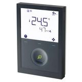 RDG260KN/BK - KNX communicating room thermostat in black. Outputs modulating (DC) or on/off. Fan coil (3-speed / DC fan) or universal applications