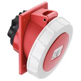 CEE flanged socket, 20° angled, IP67, 16A, 5-pole, 400V, 6h, red