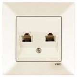 Meridian Beige Two Gang Num Phone Socket (2xCAT3)