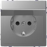 SCHUKO socket with hinged lid, BRS, plug-in terminals, stainless steel, system design