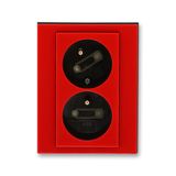 5513H-C02357 65 Double socket outlet with earthing pins, shuttered, with turned upper cavity