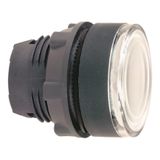 Harmony XB5, Illuminated push button head, plastic, flush, white, Ø22, spring return, plain lens integral LED