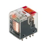 Miniature industrial relay, 230 V AC, red LED, 4 CO contact (AgNi) , 2