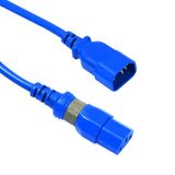 Set of 10 power cords C14 to C13 sockets, length 1m, blue locking female plug