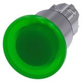 Illuminated mushroom pushbutton, 22 mm, round, metal, shiny, green, 40 mm, 3 switch positions, latches after pushing in, unlatches by pull-to-unlatch  3SU1051-1EA40-0AA0-Z Y12