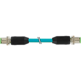 M12 male 0°/M12 male 0° D-cod. PUR 1x4xAWG22 shielded bu+drag-ch 1.3m