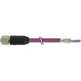 M12 fem. 0° B-cod. with cable PUR AWG24+22 shielded vt+drag-ch 6m