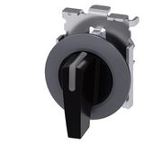 Illuminable selector switch, 30 mm, round, Metal matt, black, Selector switch long, front ring for flush  3SU1062-2EM10-0AA0-Z X90