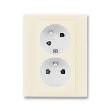 5513H-C02357 17 Double socket outlet with earthing pins, shuttered, with turned upper cavity