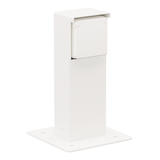 Splashproof garden post with single socket outlet, pin earthing and baseplate, white