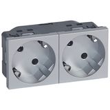 Multi-support multiple socket Mosaic - 2 x 2P+E automatic terminals - alu