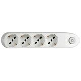 Mos 4 schuko 10/16A+switch white