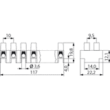 KB242.06 | Terminal strip 242.06SP-AK, 6-p, 4 mm², foot