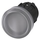 Indicator light, 22 mm, round, plastic, clear, lens, smooth, with laser labeling, upper case and lower case, always upper case at the beginning