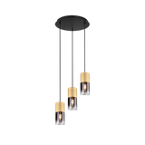 Robin pendant 3-pc E27 matt brass/smoke