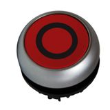 Illuminated Push-button, flat, `Oï, stay-put, red