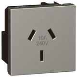 Arteor™ - Socket -Australian - 10 A - 2P+E auto-switched - shuttered - 2 mod - Magnesium