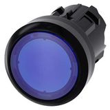 Indicator light in illuminated pushbutton design, 22 mm, round, plastic, blue, 3SU1001-0AD50-0AA0-Z Y19