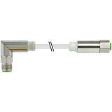 M12 Steel male 90° / M12 female 0° A-cod. TPE-S 4x0.34 gy 0.7m