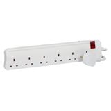 Multi-Outlet Extension Sockets British Standard 6X2P+E + 1 DP switch Illuminated British Standard plug + 3M cable length