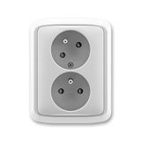 5513A-C02357 S Double socket outlet with earthing pins, shuttered, with turned upper cavity ; 5513A-C02357 S