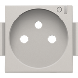 Finishing set for connected switching socket outlet with pin earthing and control button, light grey