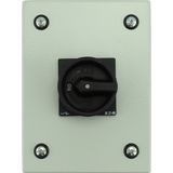 Main switch, P1, 40 A, surface mounting, 3 pole, 1 N/O, 1 N/C, STOP function, With black rotary handle and locking ring, Lockable in the 0 (Off) posit