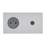 Art d'Arnould universe Epure 2P+E power socket, RJ45 socket and television socket - satin steel