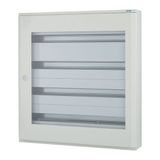 Complete surface-mounted flat distribution board with window, grey, 33 SU per row, 4 rows, type C