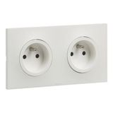 Double 2P+E F/B socket with eclips screw terminal 2 posts Urbano white finish