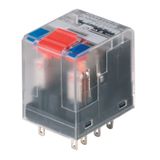 Miniature industrial relay, 12 V DC, red LED, 4 CO contact (AgNi) , 24