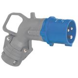 Angled plug Hypra - IP 44 - 200/250 V~ - 16 A - 2P+E - plastic